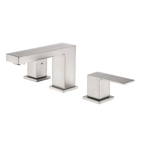 Kibi Cube Bathroom Sink 8 Widespread Faucet with Drain Assembly, Brushed Nickle KBF1024BN